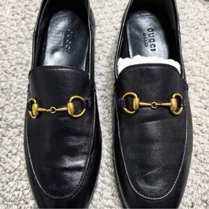 Gucci Black Loafers with Gold Detail